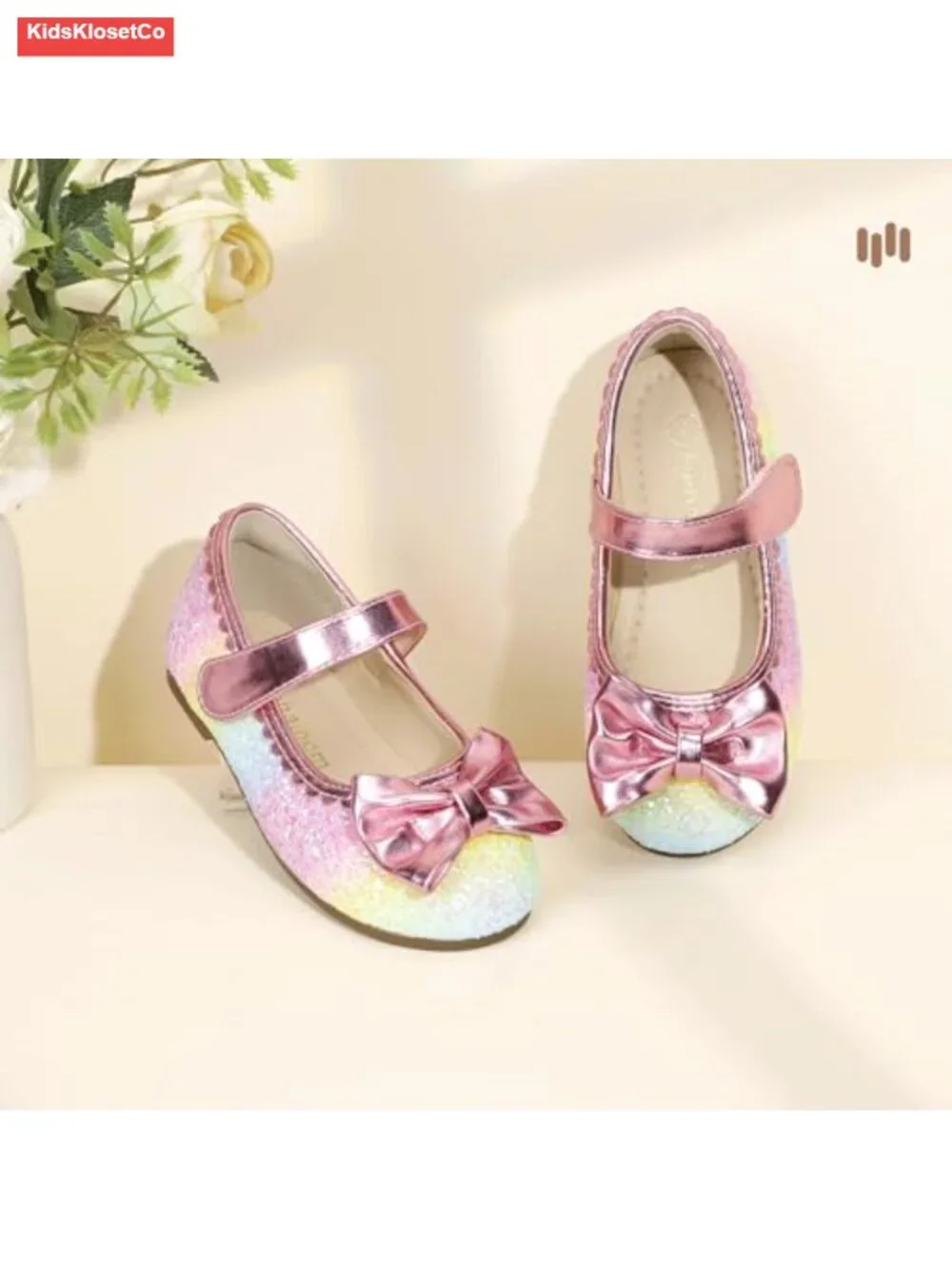 Toddler Girls Sparkle Bow Ballet Flats Dress Shoes Party School
